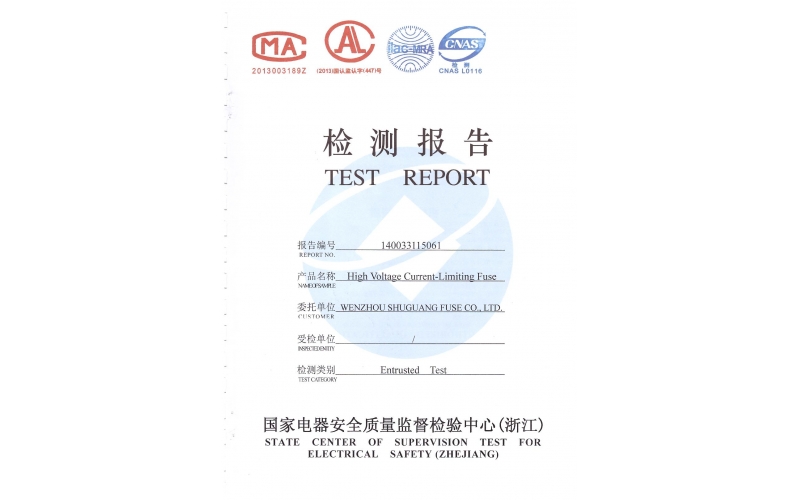 XRNT High Voltage Fuse Test Report